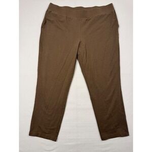 Earthy Minimalist Basic Pure Jill Slim-Leg Cropped Pants Women L Tall Brown